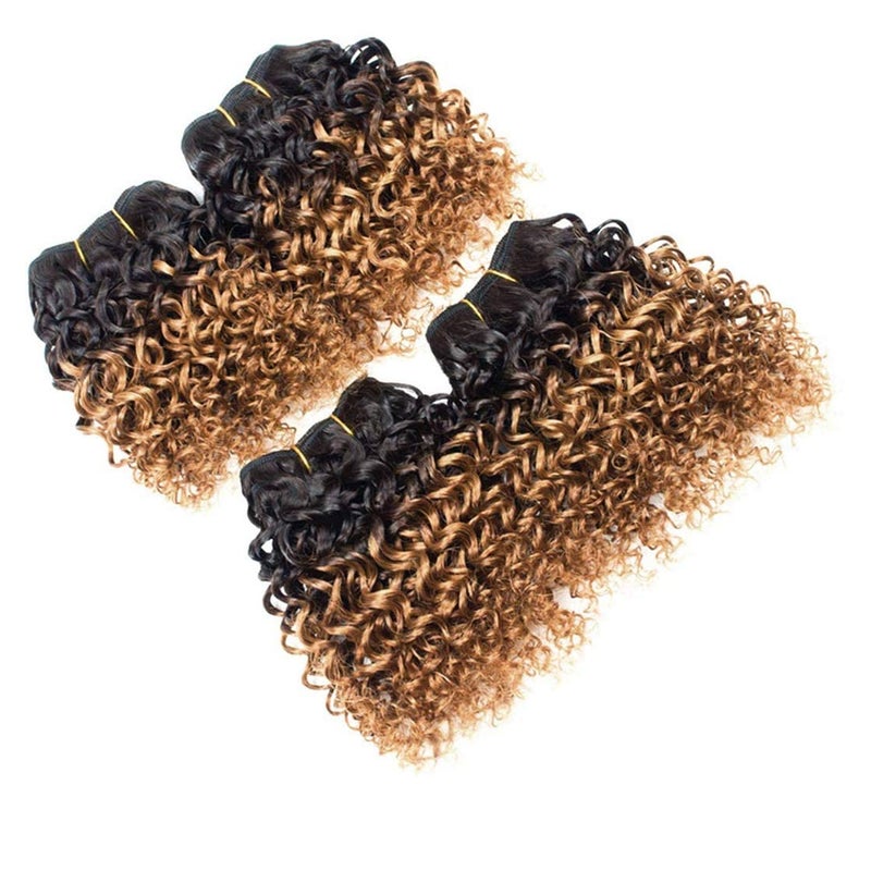 Jinhongze Kinky Curly Bundles Human Hair 8 inch Curly Human hair 4 Bundles 1B/30# Afro weave bundles Brazilian Virgin Human Hair 50 Gram/Bundle (8 8 8 8, 1B 30#) - Image 5